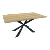 Tavolinë Aragne pakoworld sonoma mdf me këmbë metalike të zeza 160x90x75cm