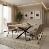 Tavolinë Aragne pakoworld sonoma mdf me këmbë metalike të zeza 160x90x75cm