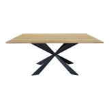 Tavolinë Aragne pakoworld sonoma mdf me këmbë metalike të zeza 160x90x75cm