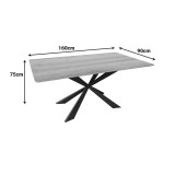 Tavolinë Aragne pakoworld sonoma mdf me këmbë metalike të zeza 160x90x75cm