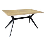 Tavolinë Ezali pakoworld mdf sonoma me këmbë metalike të zeza 140x80x75cm