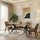 Tavolinë Ezali pakoworld mdf sonoma me këmbë metalike të zeza 140x80x75cm
