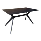 Tavolinë Ezali pakoworld mdf me pamje mermeri të zi dhe këmbë metalike të zeza 140x80x75cm