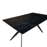 Tavolinë Ezali pakoworld mdf me pamje mermeri të zi dhe këmbë metalike të zeza 140x80x75cm