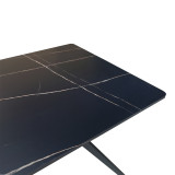 Tavolinë Ezali pakoworld mdf me pamje mermeri të zi dhe këmbë metalike të zeza 140x80x75cm