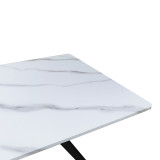 Tavolinë Ezali pakoworld mdf me pamje mermeri të bardhë dhe këmbë metalike të zeza 140x80x75cm