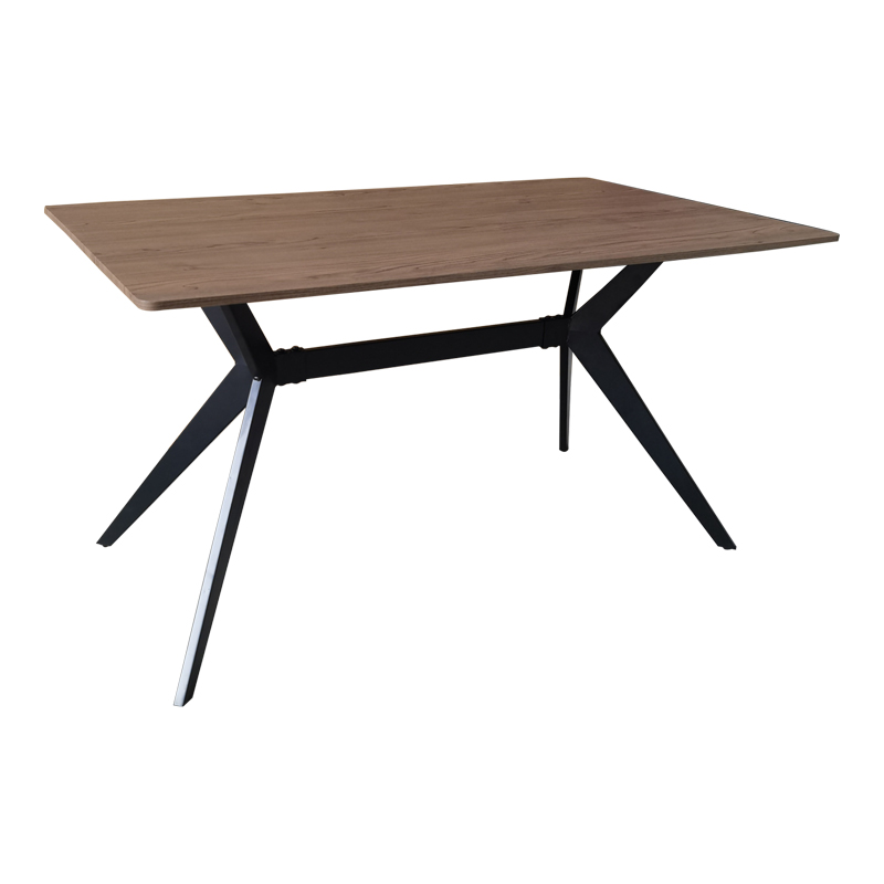 Tavolinë Ezali pakoworld mdf arrë me këmbë metalike të zeza 140x80x75cm
