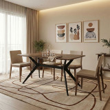Tavolinë Ezali pakoworld mdf arrë me këmbë metalike të zeza 140x80x75cm