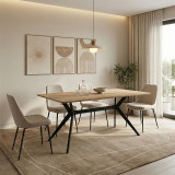 Tavolinë Ezali pakoworld mdf sonoma me këmbë metalike të zeza 160x90x75cm