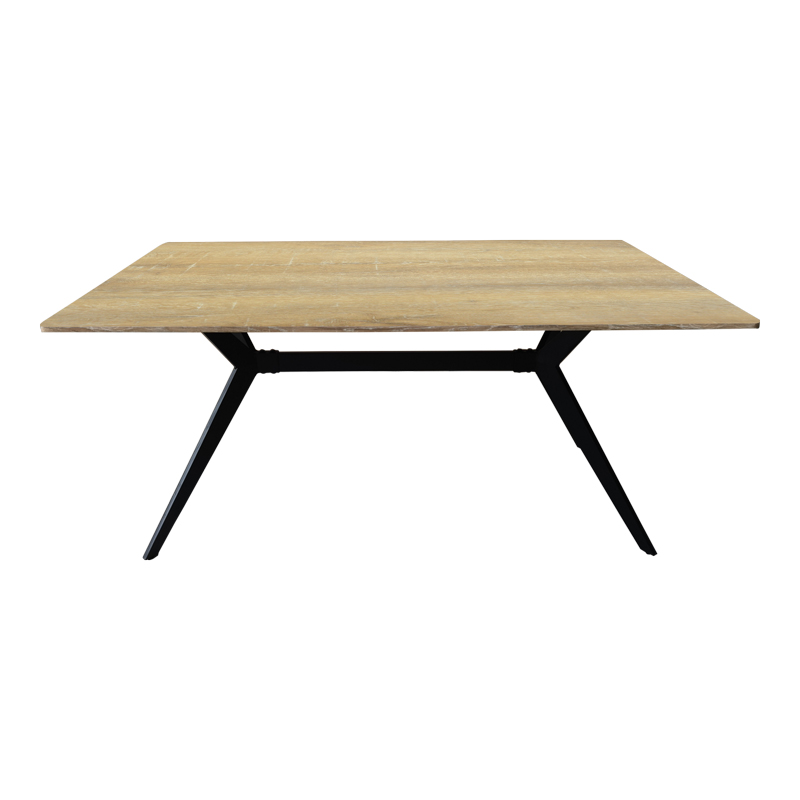 Tavolinë Ezali pakoworld mdf sonoma me këmbë metalike të zeza 160x90x75cm