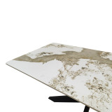 Tavolinë Bethan pakoworld guri i sinterizuar-metal i bardhë me pamje mermeri-e zezë 160x80x75cm