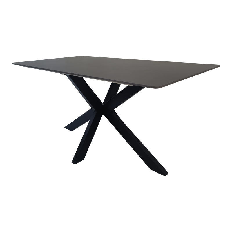 Tavolinë Bethan pakoworld guri i sinterizuar-metal i zi me pamje mermeri-e zezë 160x80x75cm