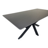 Tavolinë Bethan pakoworld guri i sinterizuar-metal i zi me pamje mermeri-e zezë 160x80x75cm