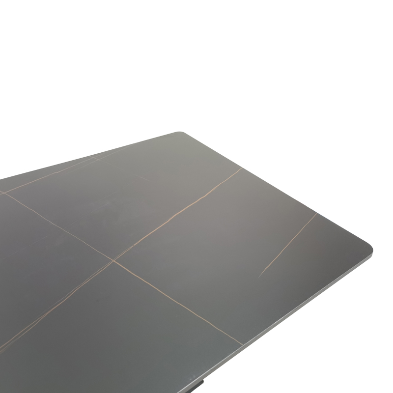 Tavolinë Bethan pakoworld guri i sinterizuar-metal i zi me pamje mermeri-e zezë 160x80x75cm