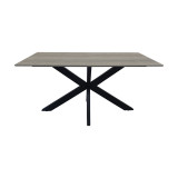 Tavolinë Bethan pakoworld sonoma me mdf gri dhe metal të zi 160x80x75cm