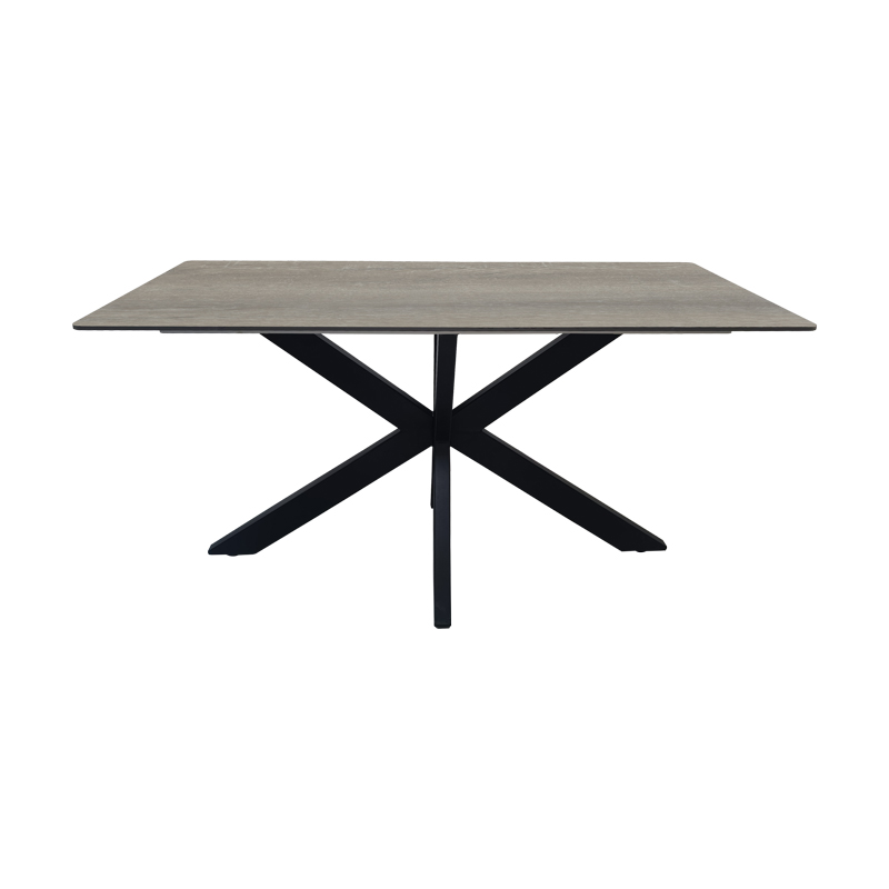 Tavolinë Bethan pakoworld sonoma me mdf gri dhe metal të zi 160x80x75cm