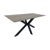 Tavolinë Bethan pakoworld sonoma me mdf gri dhe metal të zi 160x80x75cm