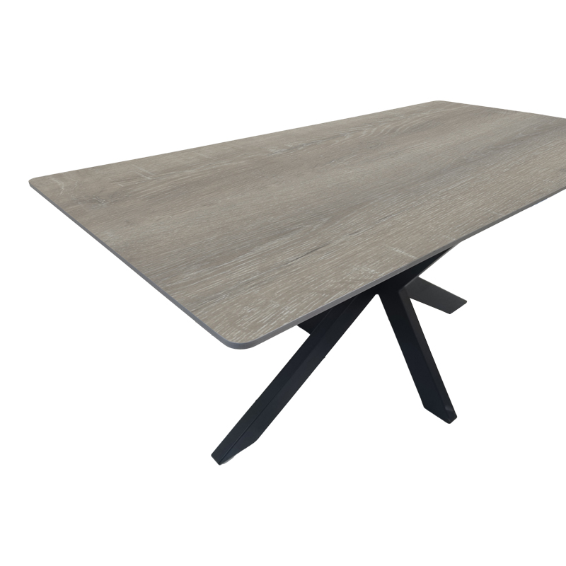 Tavolinë Bethan pakoworld sonoma me mdf gri dhe metal të zi 160x80x75cm