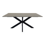 Tavolinë Bethan pakoworld sonoma me mdf gri dhe metal të zi 180x90x75cm