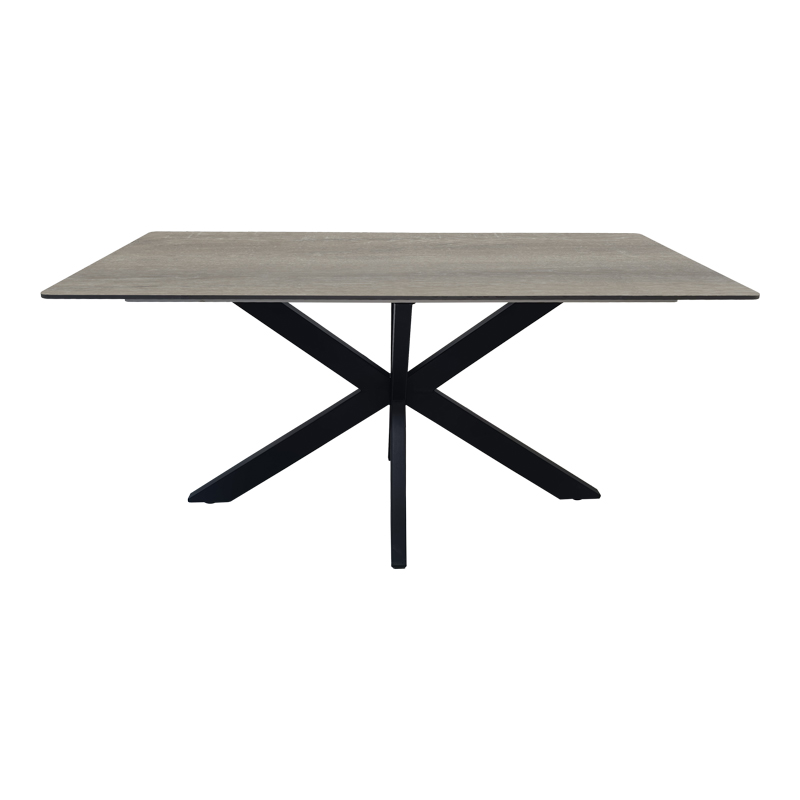 Tavolinë Bethan pakoworld sonoma me mdf gri dhe metal të zi 180x90x75cm