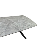 Tavolinë Ezali pakoworld guri i sinterizuar me pamje mermeri gri me këmbë metalike të zeza 180x90x75cm