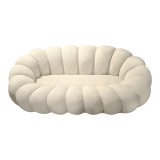 Divan Embrace pakoworld me pëlhurë boucle në nuancë bezhë 180x105x65cm