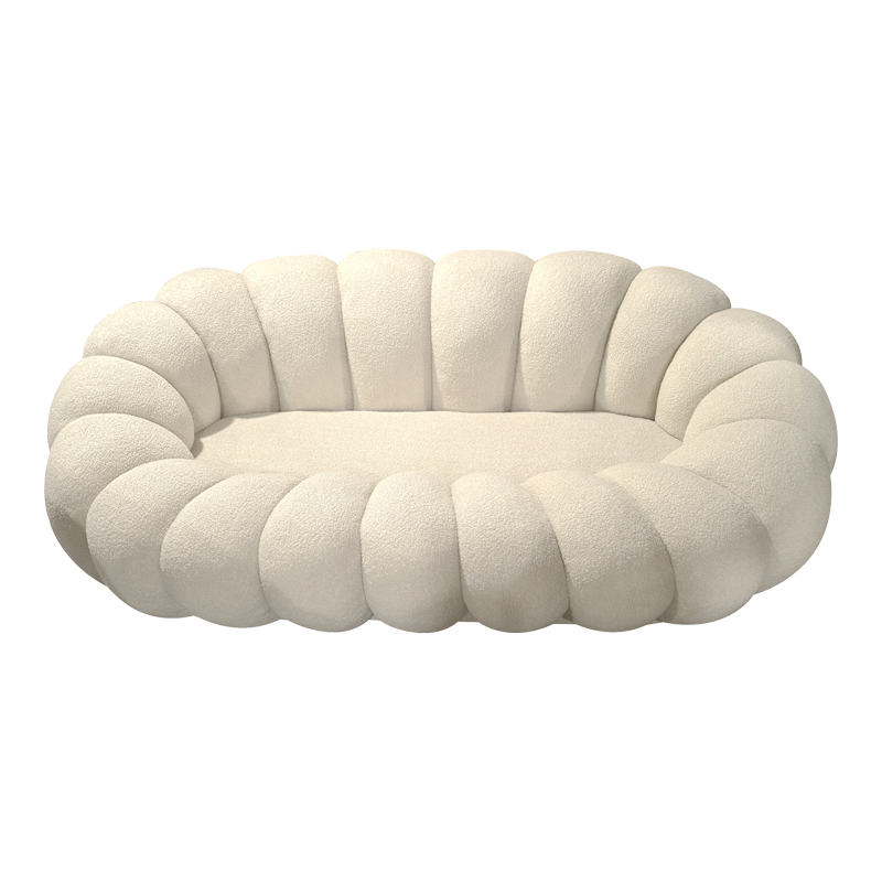 Divan Embrace pakoworld me pëlhurë boucle në nuancë bezhë 180x105x65cm
