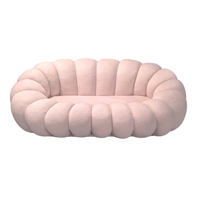 Divan Embrace pakoworld me pëlhurë boucle në nuancë rozë 180x105x65cm