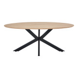 Tavolinë Makrey pakoworld MDF sonoma-këmbë metalike të zeza 180x90x75cm