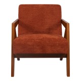 Fotel Garifa pakoworld pëlhurë terrakote dhe këmbë në ngjyrë arre 79x75x75cm