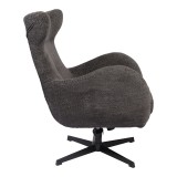Fotel rrotullues Zefrina pakoworld pëlhurë gri e errët dhe bazë në ngjyrë të zezë 77x82x100-107cm