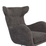 Fotel rrotullues Zefrina pakoworld pëlhurë gri e errët dhe bazë në ngjyrë të zezë 77x82x100-107cm