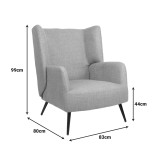 Fotel Mareta pakoworld pëlhurë e verdhë dhe këmbë në ngjyrë të zezë 83x80x99cm