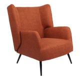 Fotel Mareta pakoworld pëlhurë terrakote dhe këmbë në ngjyrë të zezë 83x80x99cm
