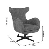 Fotel rrotullues Zefrina pakoworld pëlhurë terrakote dhe bazë në ngjyrë të zezë 77x82x100-107cm