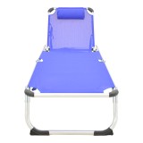 Shezlong plazhi Fevepe pakoworld alumini i rëndë-textilene në nuancë blu 58.5x185x29.5cm