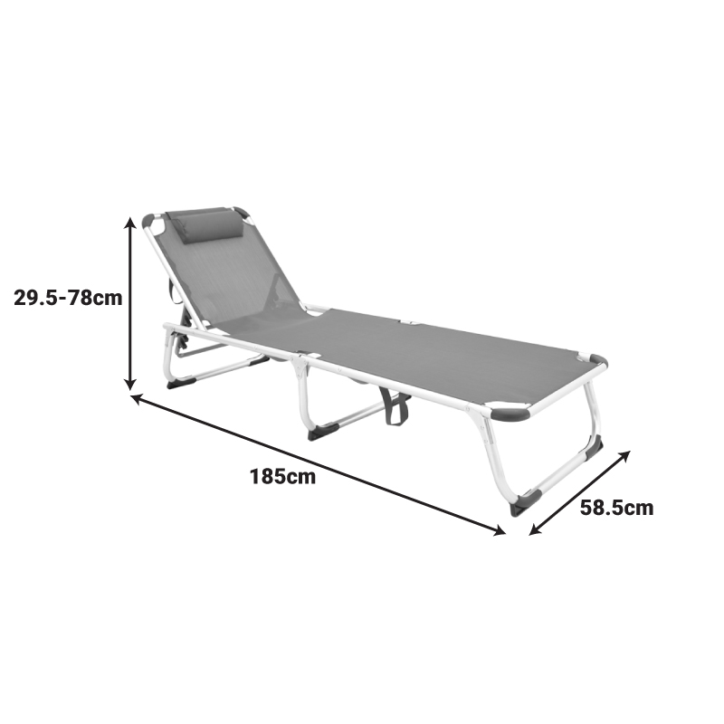 Shezlong plazhi Fevepe pakoworld alumini i rëndë-textilene në nuancë blu 58.5x185x29.5cm