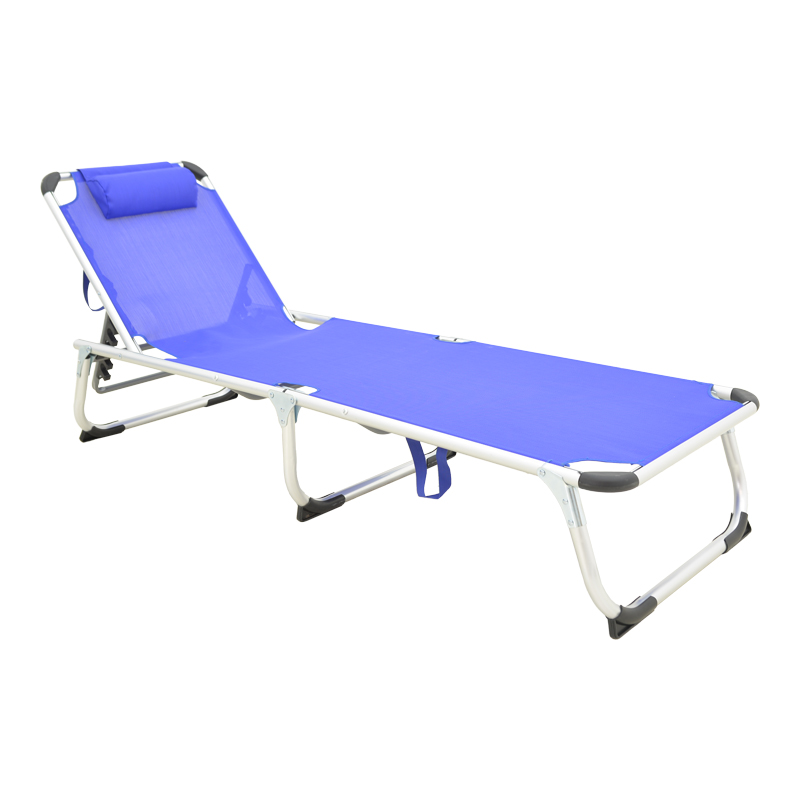 Shezlong plazhi Fevepe pakoworld alumini i rëndë-textilene në nuancë blu 58.5x185x29.5cm