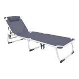 Shezlong plazhi Fevepe pakoworld i rëndë alumin-tekstil në nuancë antraciti 58.5x185x29.5cm