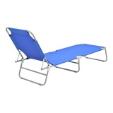 Shezlong plazhi Pasein pakoworld metal-textilene në nuancë blu 55x185x24cm