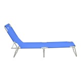 Shezlong plazhi Pasein pakoworld metal-textilene në nuancë blu 55x185x24cm