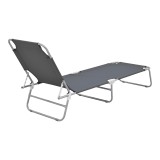 Shezlong plazhi Pasein pakoworld metal-textilene në nuancë antracit 55x185x24cm