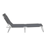 Shezlong plazhi Pasein pakoworld metal-textilene në nuancë antracit 55x185x24cm