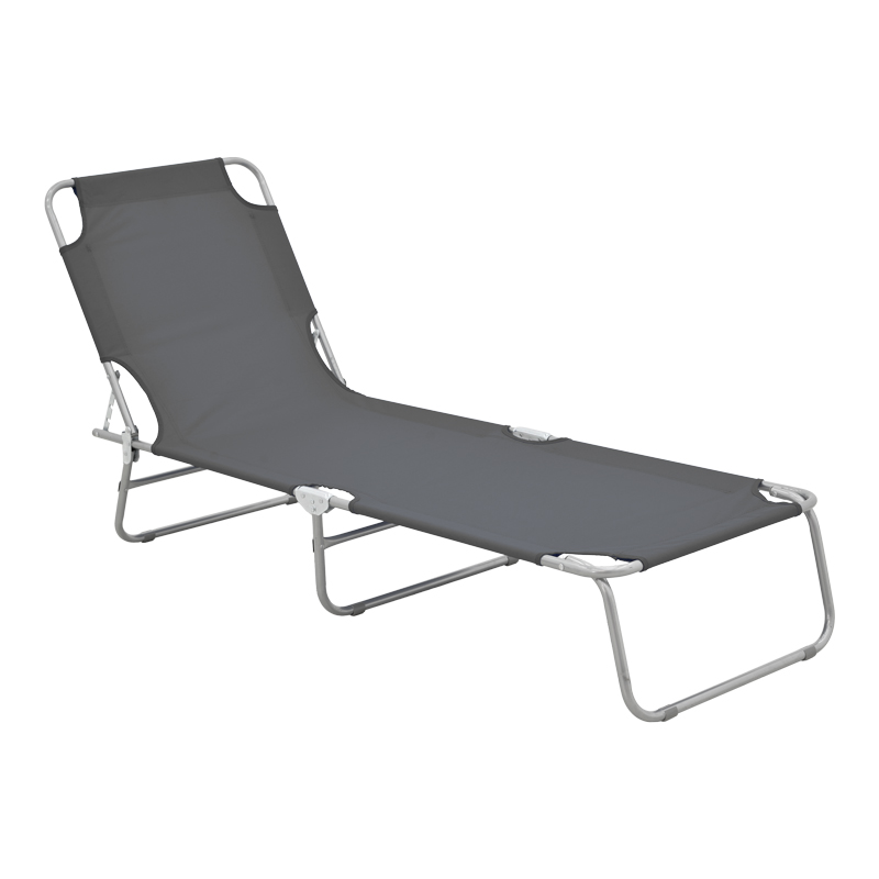 Shezlong plazhi Pasein pakoworld metal-textilene në nuancë antracit 55x185x24cm