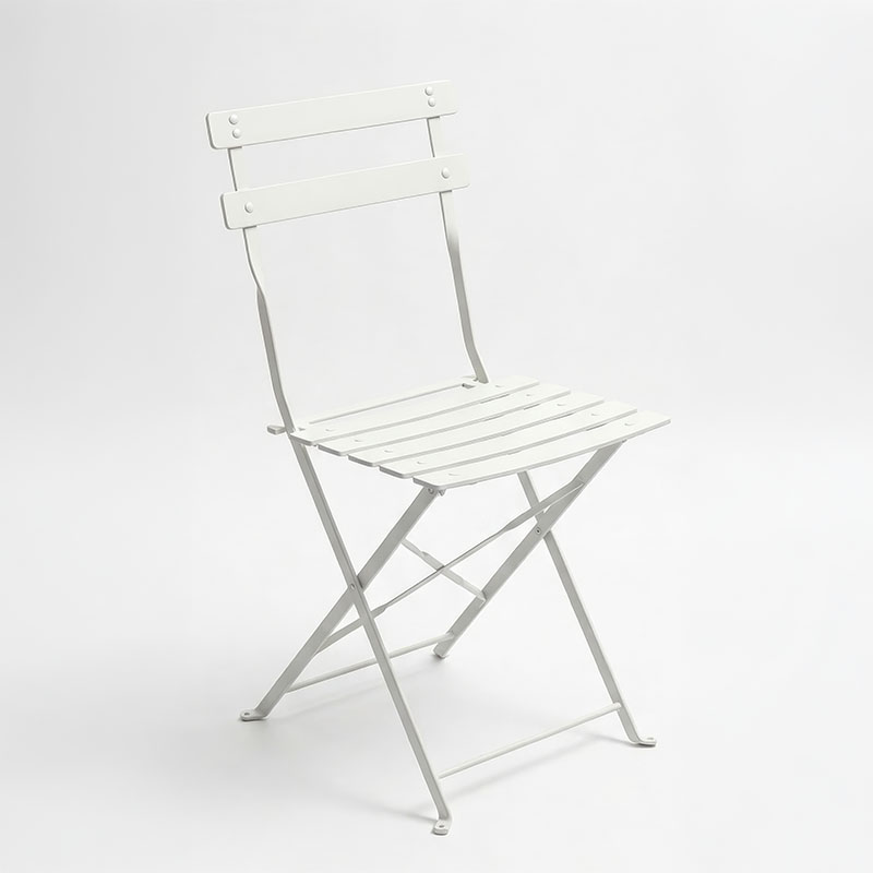 Set tavoline ngrënieje Bistro pakoworld 3-copëshe, metal, e palosshme, ngjyrë e bardhë, Φ60x71cm