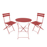 Set tavoline ngrënieje bistro pakoworld me 3 pjesë, metal, palosëse, ngjyrë terrakote, Φ60x71cm
