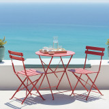 Set tavoline ngrënieje bistro pakoworld me 3 pjesë, metal, palosëse, ngjyrë terrakote, Φ60x71cm