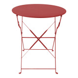 Set tavoline ngrënieje bistro pakoworld me 3 pjesë, metal, palosëse, ngjyrë terrakote, Φ60x71cm