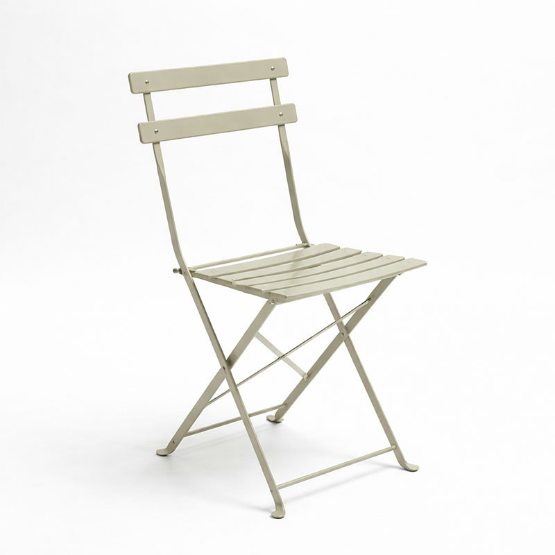 Set tavoline ngrënieje Bistro pakoworld me 3 pjesë, metal, i palosshëm në ngjyrë shampanjë Φ60x71cm