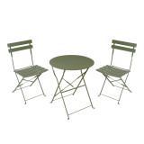 Set tavoline ngrënieje bistro pakoworld me 3 pjesë, metal, palosëse, ngjyrë jeshile ulliri, Φ60x71cm